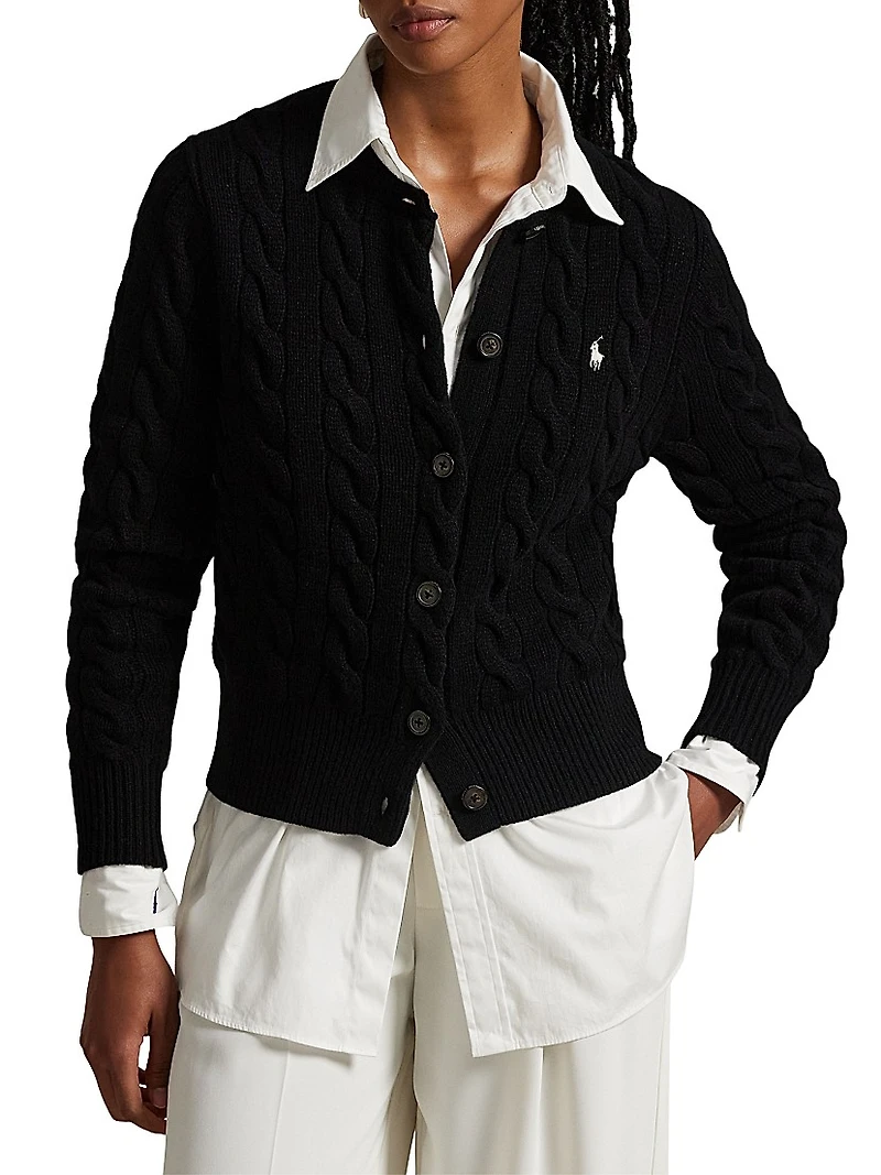 Wool-Cashmere Cable-Knit Cardigan