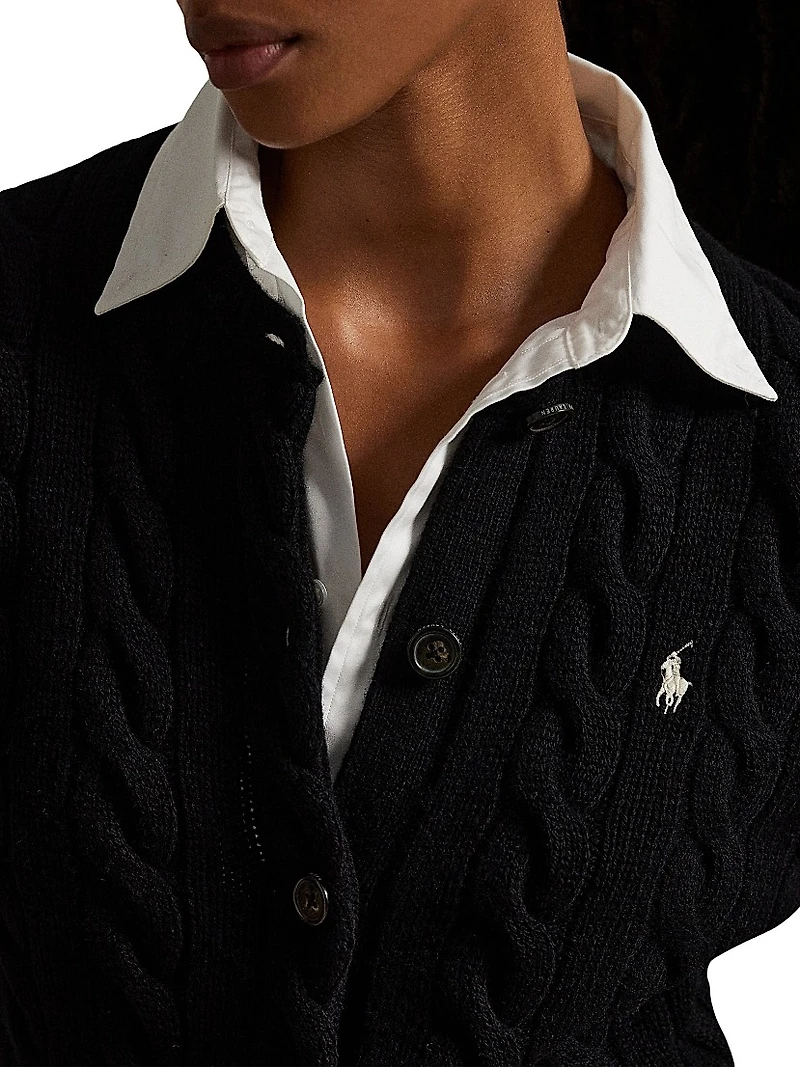 Wool-Cashmere Cable-Knit Cardigan