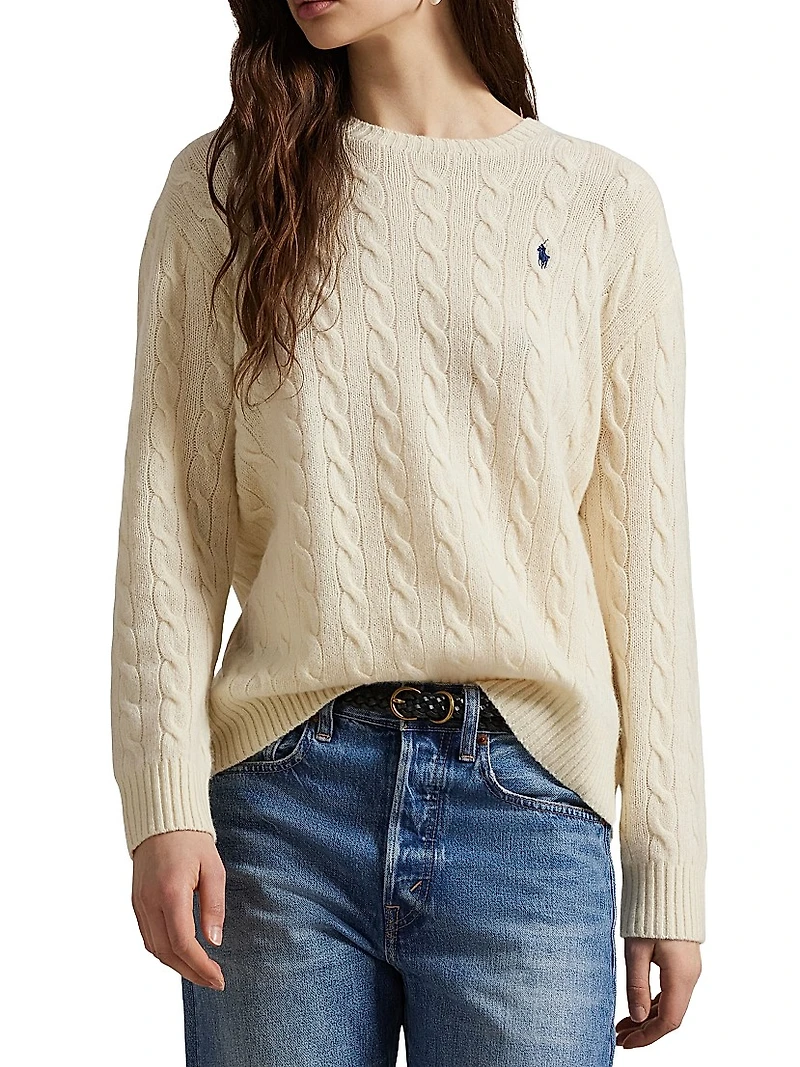 Cable-Knit Wool-Cashmere Crewneck Sweater