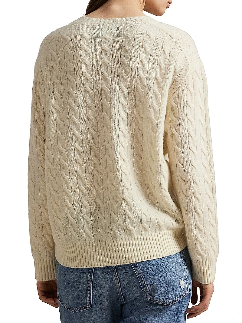 Cable-Knit Wool-Cashmere Crewneck Sweater