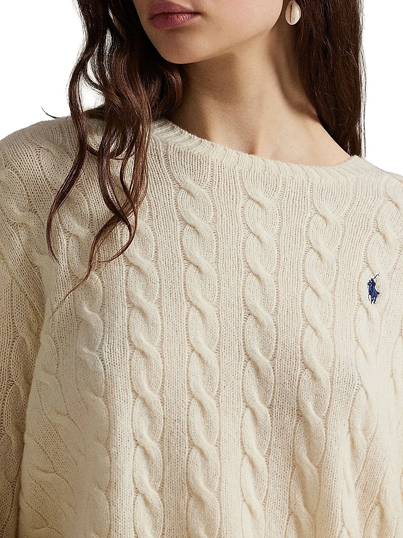 Cable-Knit Wool-Cashmere Crewneck Sweater