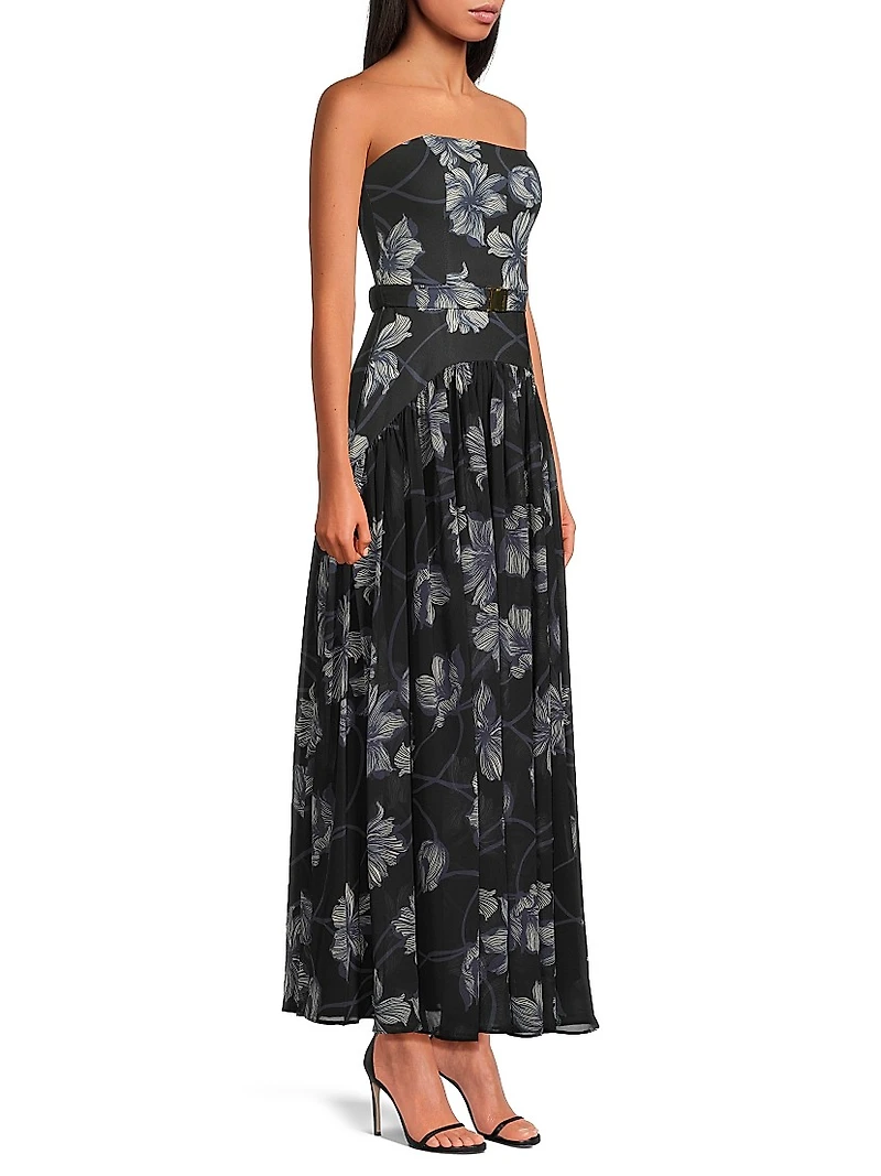 Carmel Floral Strapless Maxi Dress
