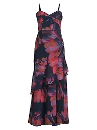 Jamila Floral Chiffon Ruffled Maxi Dress