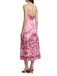 Le Fleur Harper Printed Strapless Midi-Dress