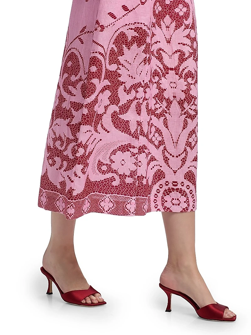 Le Fleur Harper Printed Strapless Midi-Dress