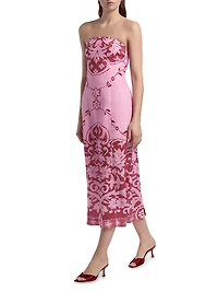 Le Fleur Harper Printed Strapless Midi-Dress