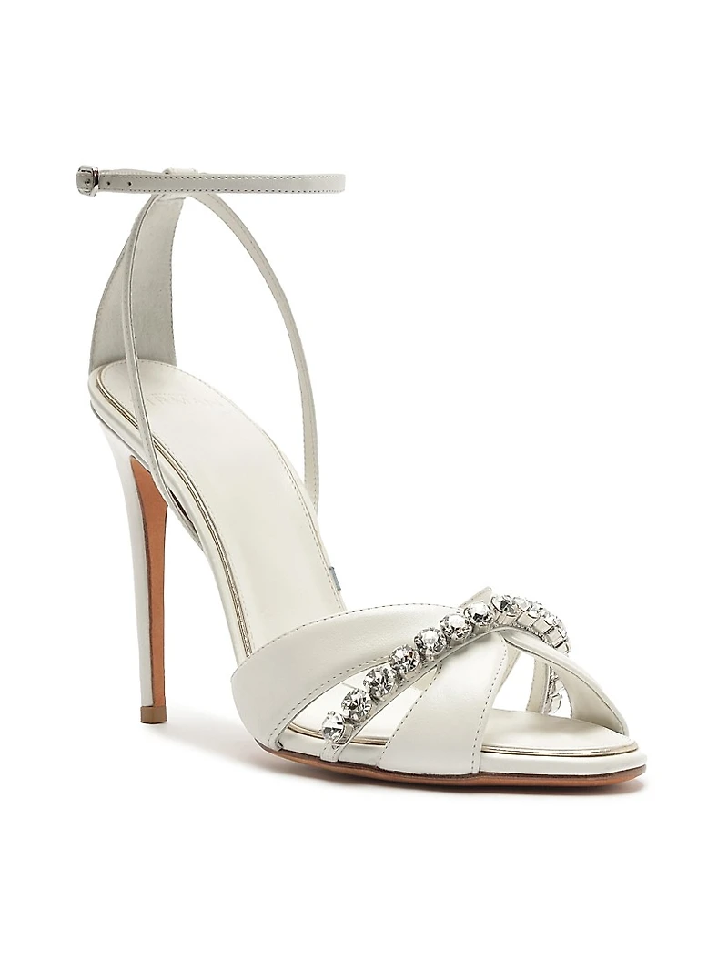 Georgina Crystal Bridal 100MM Leather Sandals