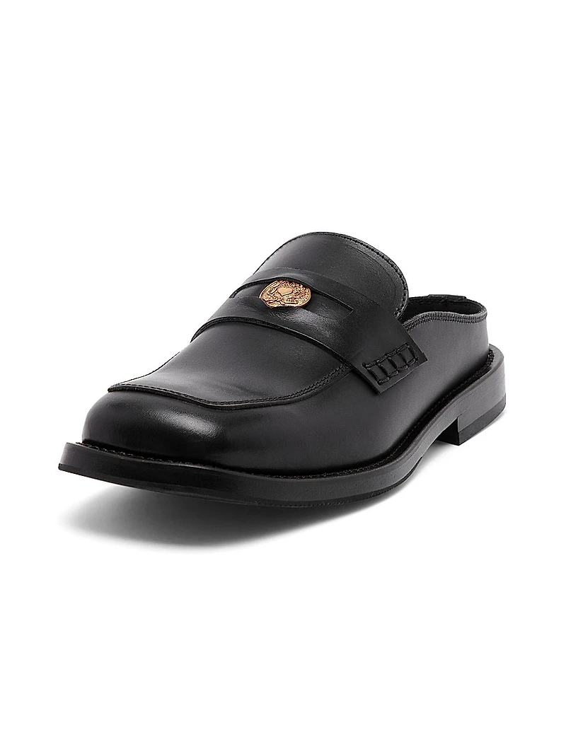 Leather Open Back Penny Loafers