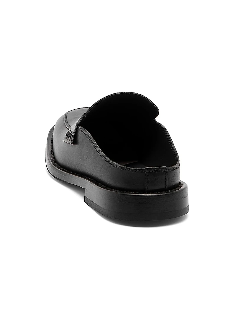 Leather Open Back Penny Loafers