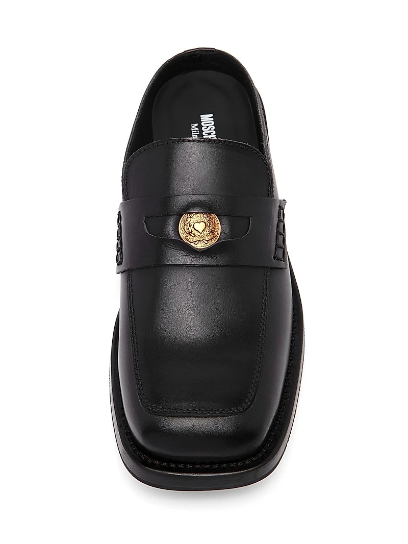 Leather Open Back Penny Loafers