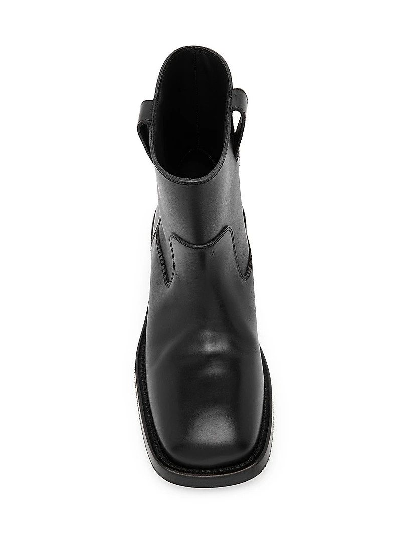 Leather Logo Spur Ankle Boots