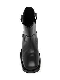 Leather Logo Spur Ankle Boots