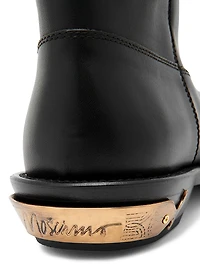 Leather Logo Spur Ankle Boots