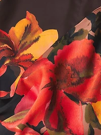 Raven Floral Satin Midi-Dress