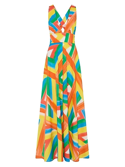 Catarina Multi Stripe Poplin Maxi Dress