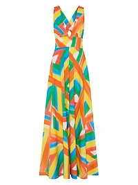 Catarina Multi Stripe Poplin Maxi Dress