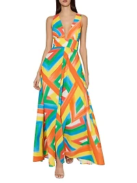 Catarina Multi Stripe Poplin Maxi Dress
