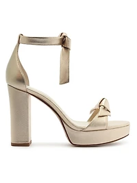 Mabeleh 110MM Bow Metallic Leather Platform Sandals