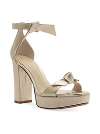 Mabeleh 110MM Bow Metallic Leather Platform Sandals