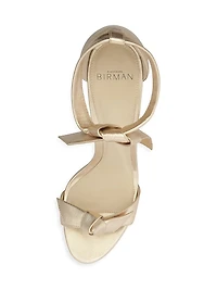 Mabeleh 110MM Bow Metallic Leather Platform Sandals