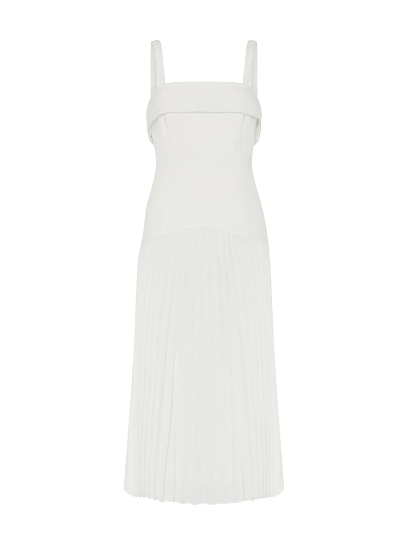 Nala Poplin Pleated Combo Midi-Dress