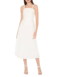 Nala Poplin Pleated Combo Midi-Dress