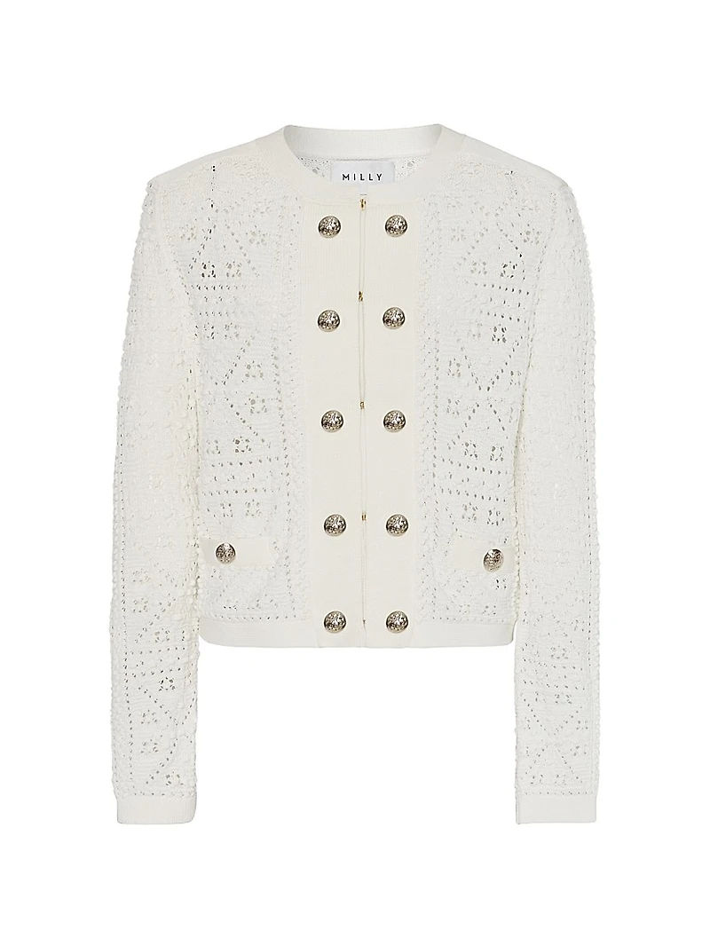 Bubble Pointelle-Knit Cardigan