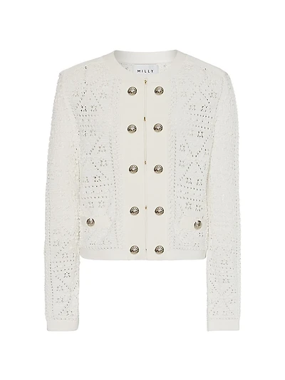 Bubble Pointelle-Knit Cardigan
