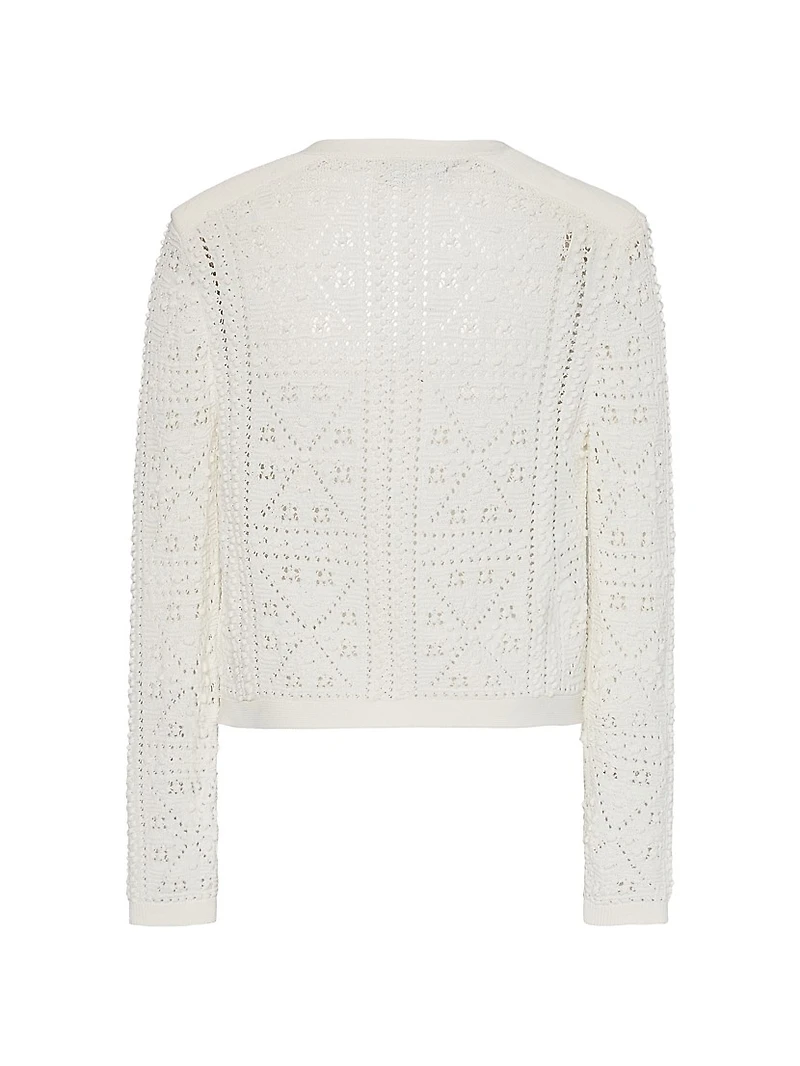 Bubble Pointelle-Knit Cardigan