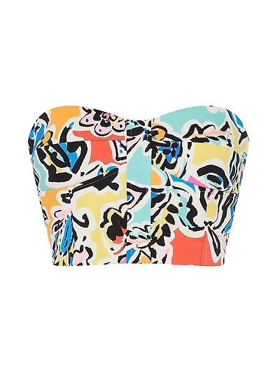 Neha Rainbow Oasis Poplin Bustier Top
