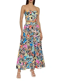 Neha Rainbow Oasis Poplin Bustier Top