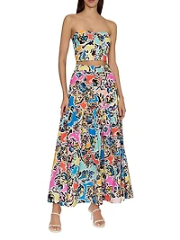 Neha Rainbow Oasis Poplin Bustier Top