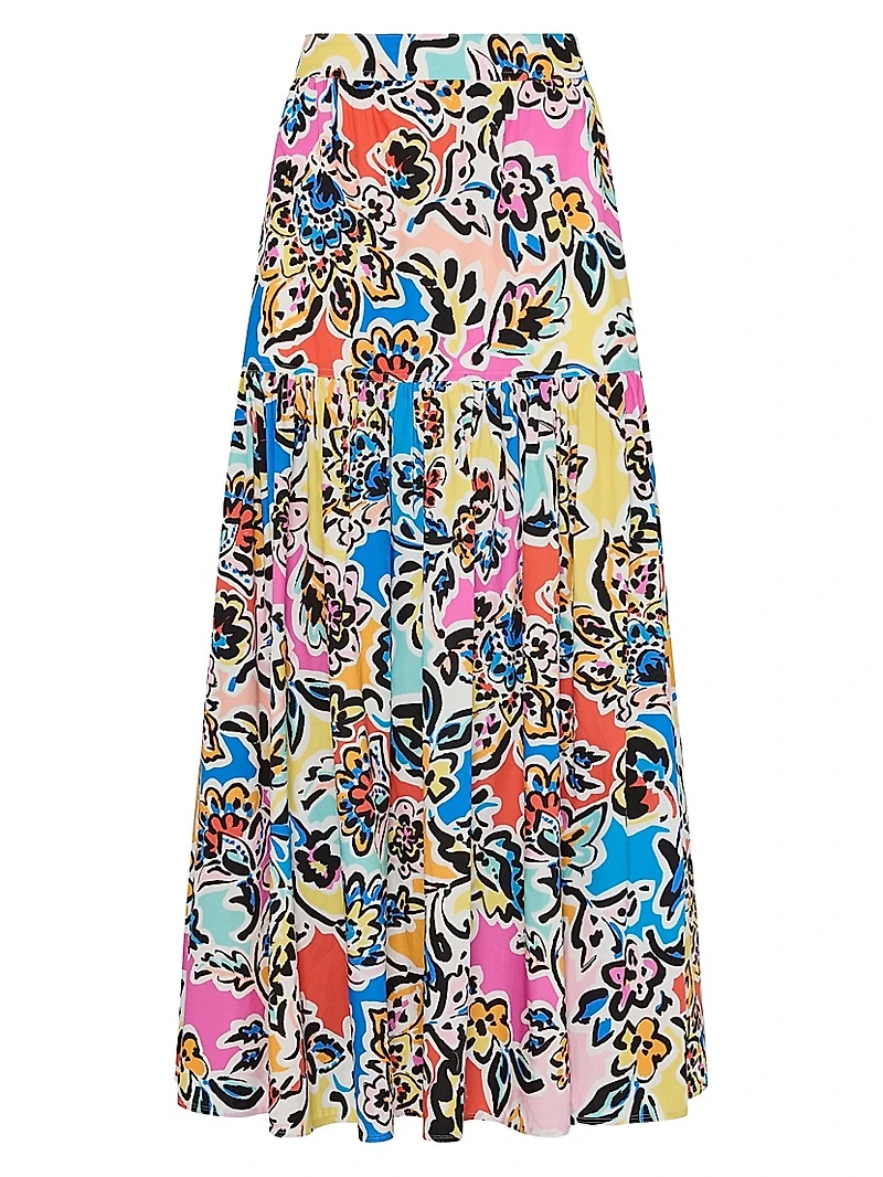 Novi Rainbow Oasis Poplin Maxi Skirt