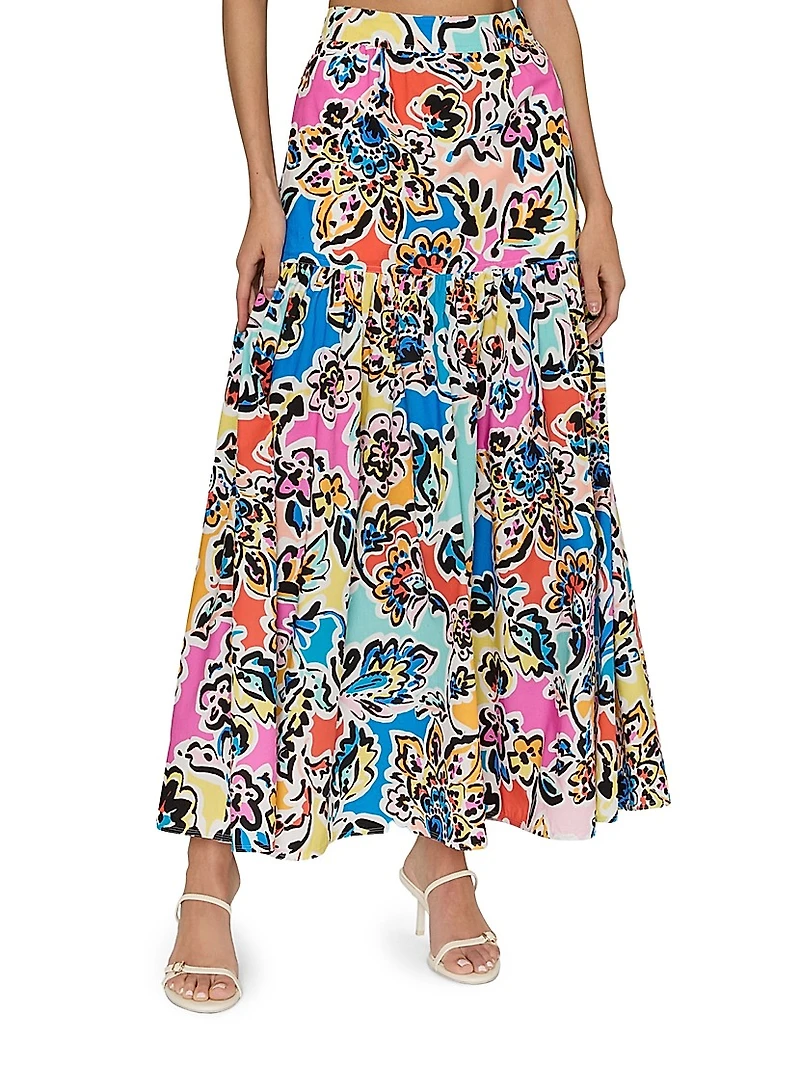 Novi Rainbow Oasis Poplin Maxi Skirt