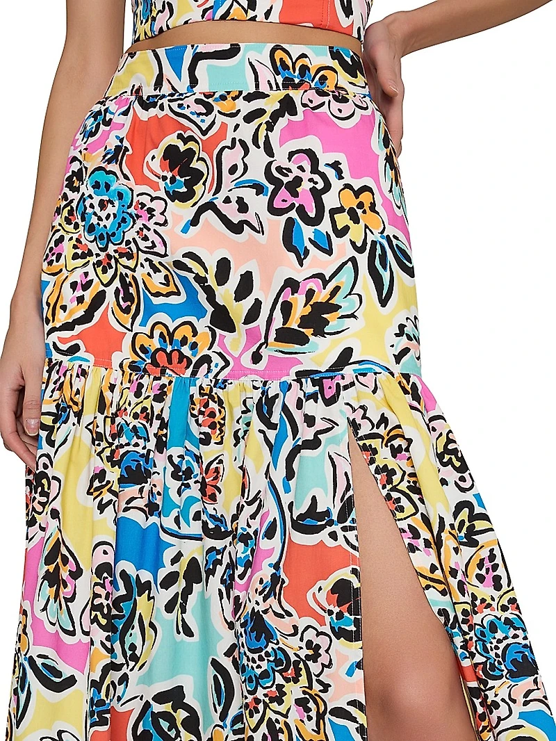 Novi Rainbow Oasis Poplin Maxi Skirt