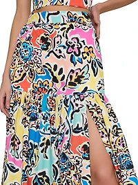 Novi Rainbow Oasis Poplin Maxi Skirt