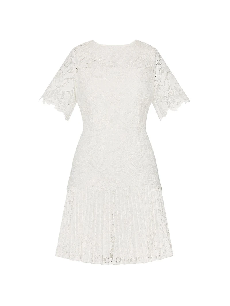 Nikoletta Mixed Laces Pleated Minidress