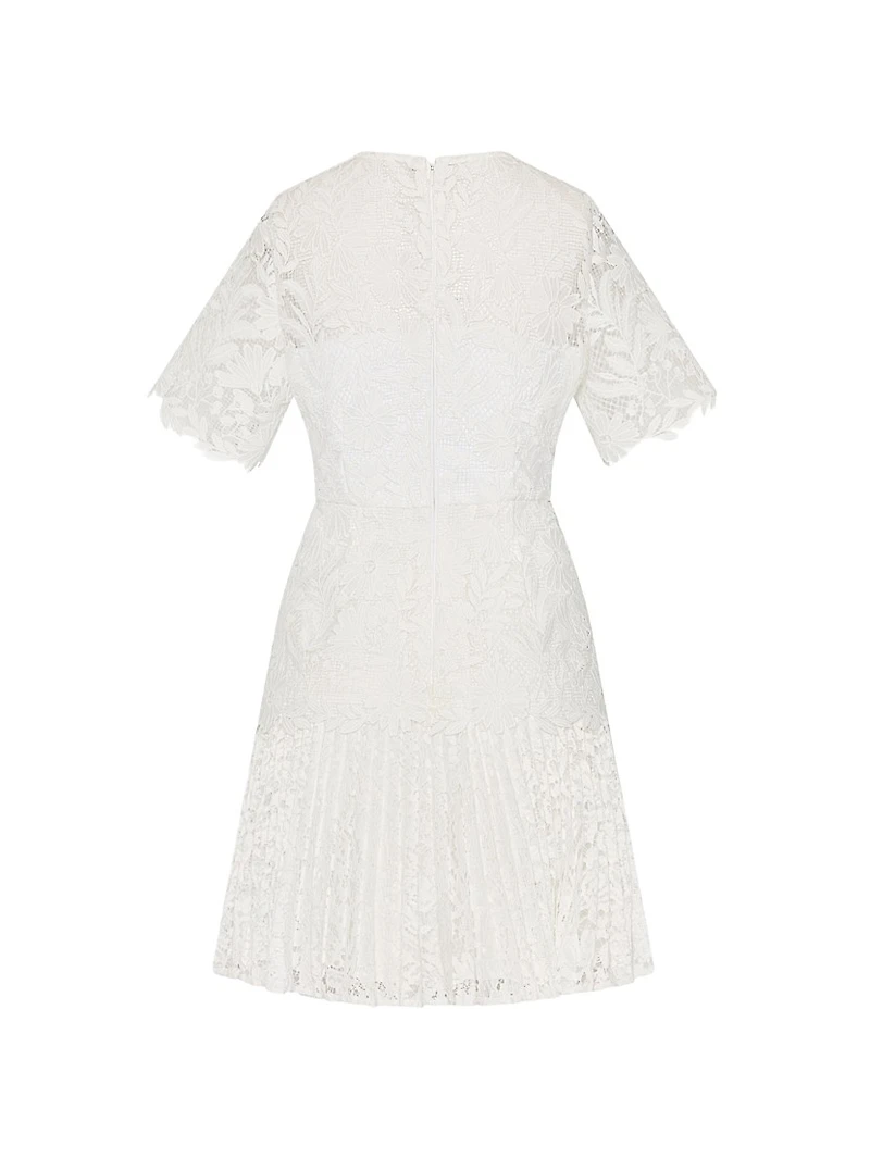Nikoletta Mixed Laces Pleated Minidress