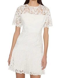 Nikoletta Mixed Laces Pleated Minidress