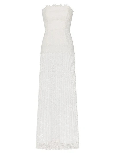 Norelle Mixed-Lace Pleated Maxi Dress