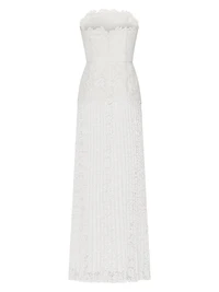 Norelle Mixed-Lace Pleated Maxi Dress