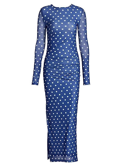 Le Fleur Ezli Polka-Dot Maxi Dress