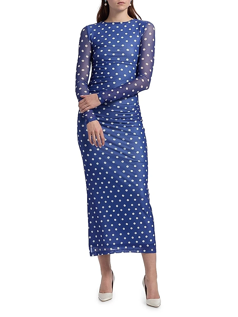 Le Fleur Ezli Polka-Dot Maxi Dress