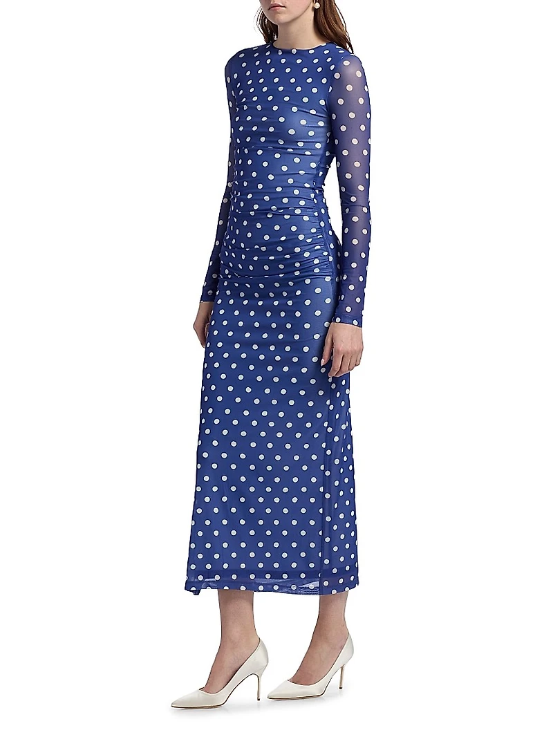 Le Fleur Ezli Polka-Dot Maxi Dress