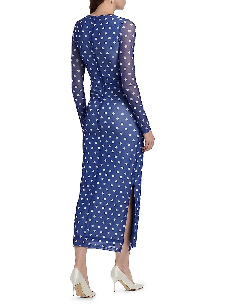 Le Fleur Ezli Polka-Dot Maxi Dress