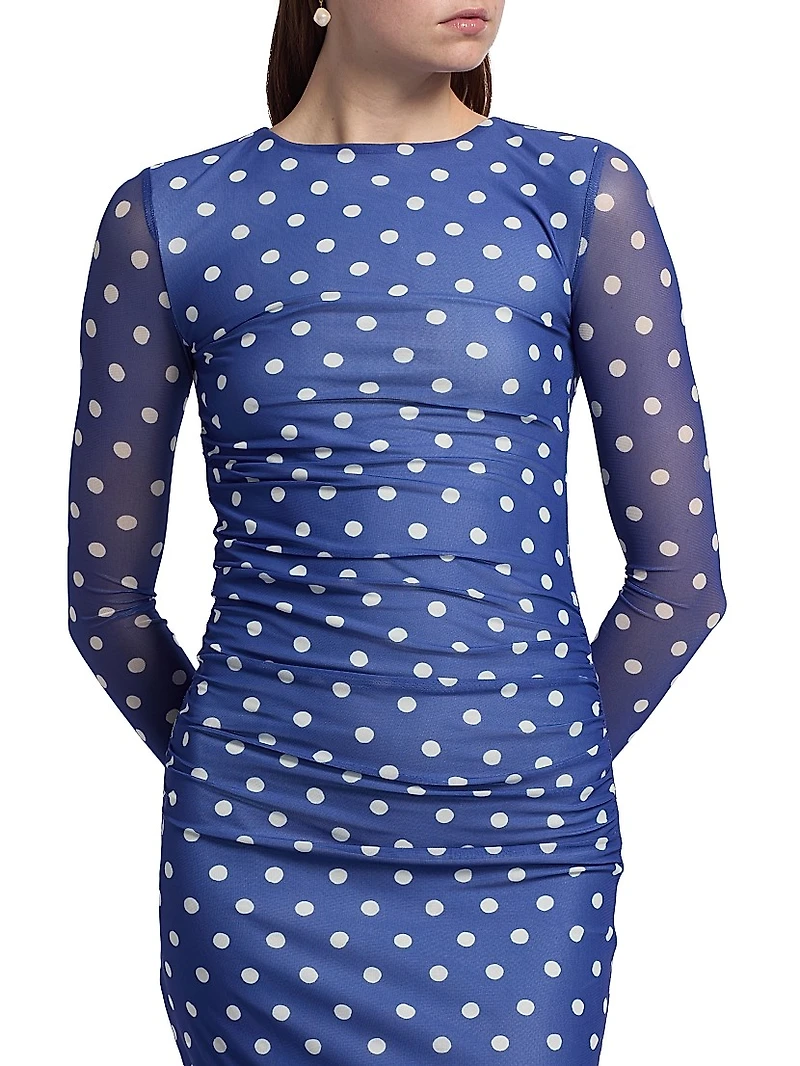 Le Fleur Ezli Polka-Dot Maxi Dress