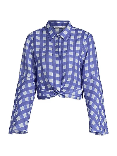 Le Fleur Maisie Checked Crop Blouse