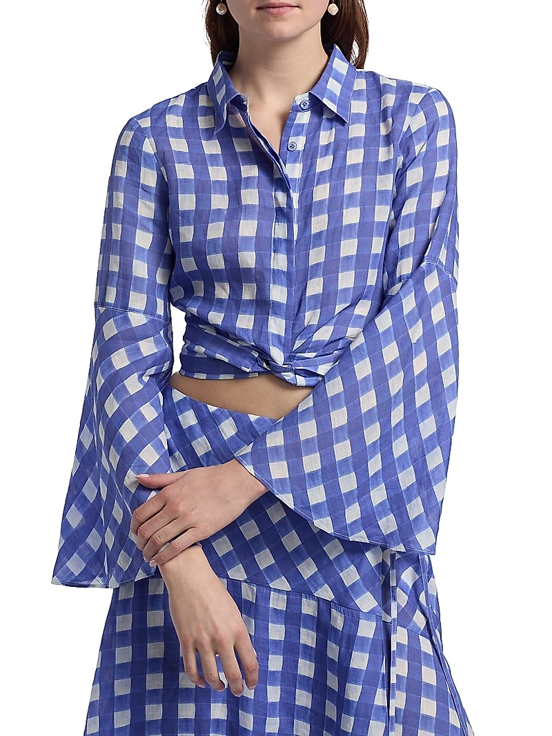 Le Fleur Maisie Checked Crop Blouse