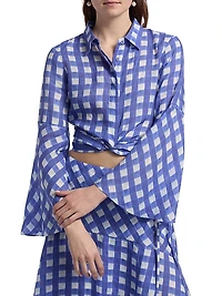 Le Fleur Maisie Checked Crop Blouse