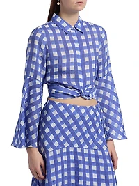Le Fleur Maisie Checked Crop Blouse